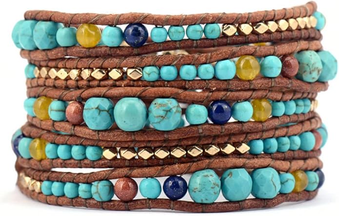 ZOSOJONA Boho Wrap Bead Bracelet for Women - Handmade Adjustable Natural Stone Beaded Bracelets Rope Yoga Healing Bracelet Bangle Hippie Jewelry