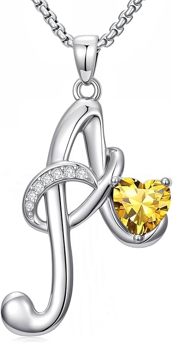 Christmas Gifts for Women Alphabet A to Z Initial Birthstone Pendant Necklaces for Women - 18k White Gold Plated Personalized Name Jewelry Valentine Mothers Day Birthday Gifts for Women Her Girlfriend