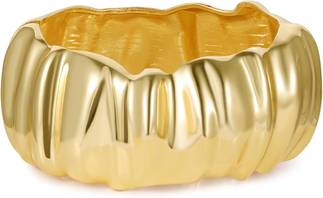 Bangle Bracelets for Women | 14K Gold Plated Trendy Wide Bracelets | Hinged Arm Cuff Bangles Chunky Bracelet for Women