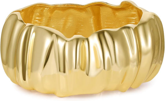 Bangle Bracelets for Women | 14K Gold Plated Trendy Wide Bracelets | Hinged Arm Cuff Bangles Chunky Bracelet for Women