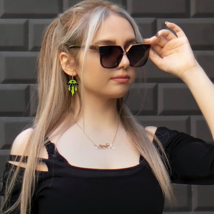 Madison Tyler 80s 90s Earrings for Women | Fun UFO Alien Earrings Space Earrings for Women