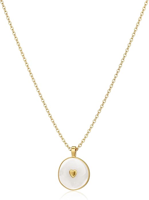 Tewiky Cute Heart Necklace Tiny 14k Gold Heart Pendant Choker Necklaces Small Gold Love Open Heart Chain Necklace for Women Dainty Gold Necklace Gifts for Her