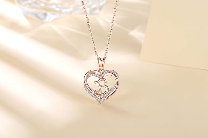INFUSEU Unique Initial Necklaces for Women Girls Small Heart Letter Jewelry, Meaningful Personalized Gifts