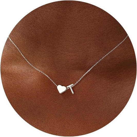 Turandoss Christmas Gifts for Grandkids - Dainty 18K Gold Plated Tiny Heart Initial A-Z Letter Pendant Necklace Stocking Stuffers for Teen Girls Jewelry