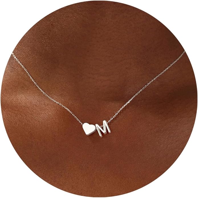 Turandoss Christmas Gifts for Grandkids - Dainty 18K Gold Plated Tiny Heart Initial A-Z Letter Pendant Necklace Stocking Stuffers for Teen Girls Jewelry