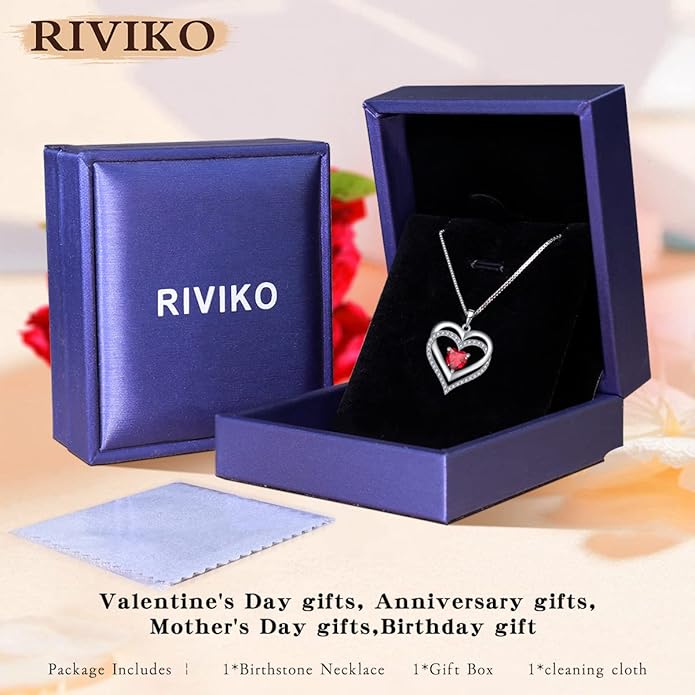 RIVIKO Infinity Heart Symbol Necklace for Women 925 Sterling Silver Love Heart Pendant Valentine's Day Mother's Day Anniversary Birthday Christmas Jewelry Gifts for Women Mom Wife Sister Her Friends