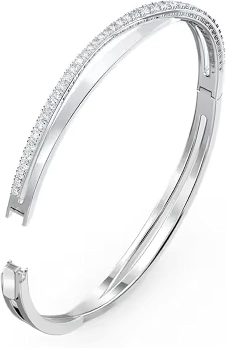 SWAROVSKI Twist Rows Crystal Bracelet Collection, Rhodium & Rose Gold Tone Finish, Clear Crystals