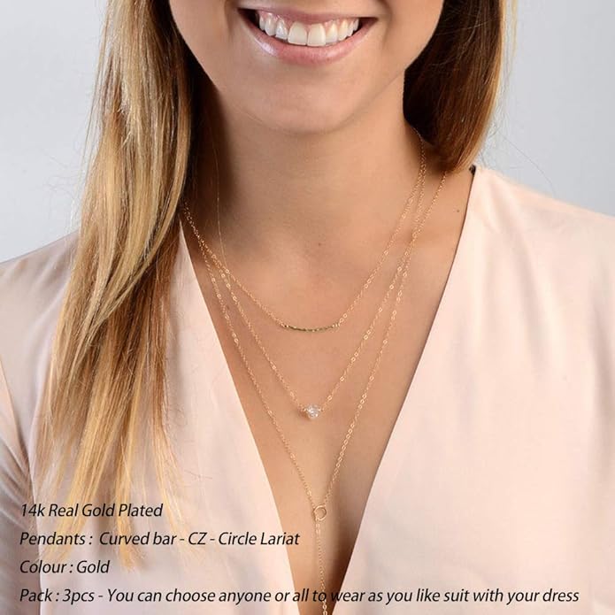 Turandoss Gold Layered Necklaces for Women - 14K Gold Plated Handmade Multilayer Bar Pearls Coin Disc Moon Butterfly Medallion Adjustable Dainty Layered Choker Necklaces for Women Jewelry