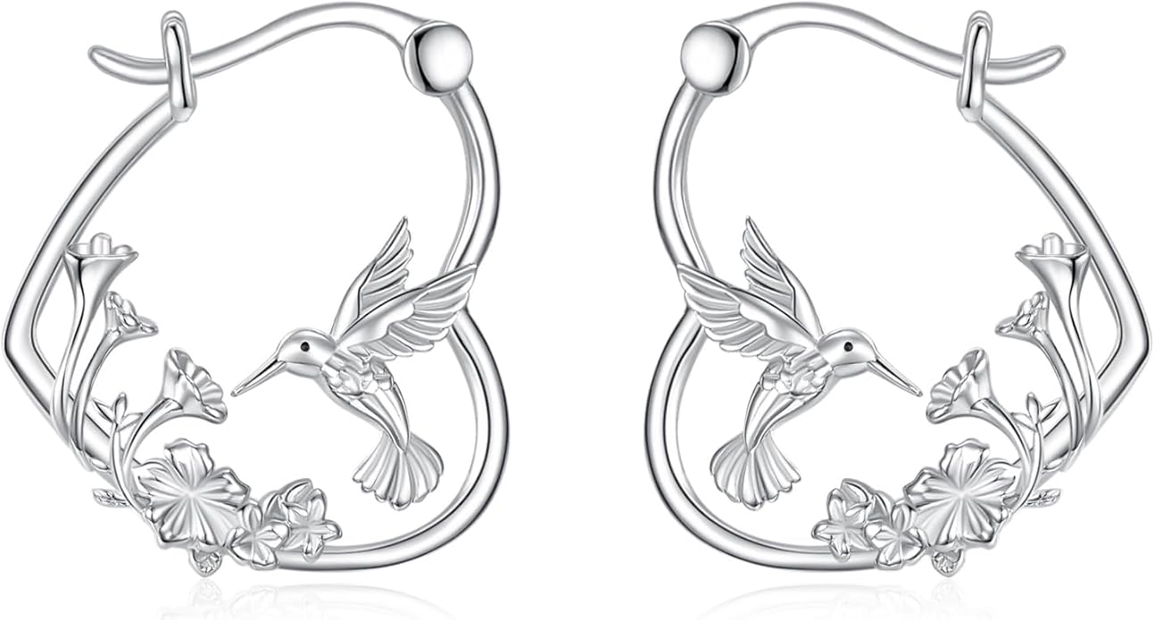 YFN Animal Earrings Sterling Silver Animal Heart Hoop Dangle Earrings Cute Jewelry Gifts for Women