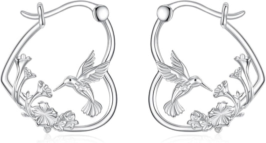 YFN Animal Earrings Sterling Silver Animal Heart Hoop Dangle Earrings Cute Jewelry Gifts for Women
