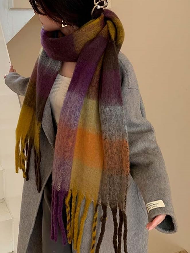 Wander Agio Winter Women Warm Scarf Long Shawl Large Scarves Cold Weather Thick Blanket Scarfs Colorful Plaid