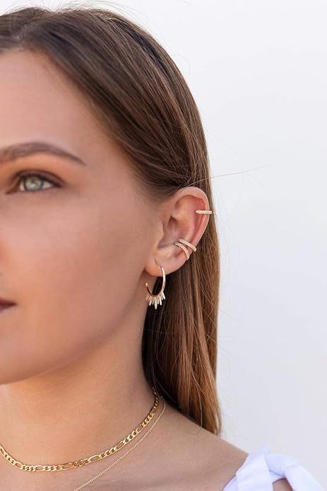 SWEETV 925 Sterling Silver Huggie Hoop Earrings for Women Girls-Tiny Small Cartilage Hoop Earring