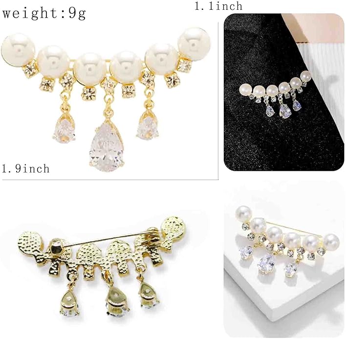 Crystal Pearl Flower Brooches Pins Fashion Beautiful Created Rhinestone Floral Brooch Good Idea for Party Dance Wedding Banquet for Elegant Women Girl