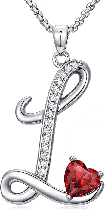 Christmas Gifts for Women Alphabet A to Z Initial Birthstone Pendant Necklaces for Women - 18k White Gold Plated Personalized Name Jewelry Valentine Mothers Day Birthday Gifts for Women Her Girlfriend