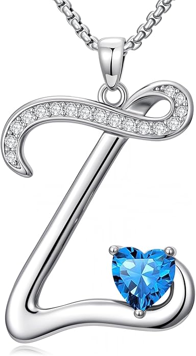 Christmas Gifts for Women Alphabet A to Z Initial Birthstone Pendant Necklaces for Women - 18k White Gold Plated Personalized Name Jewelry Valentine Mothers Day Birthday Gifts for Women Her Girlfriend