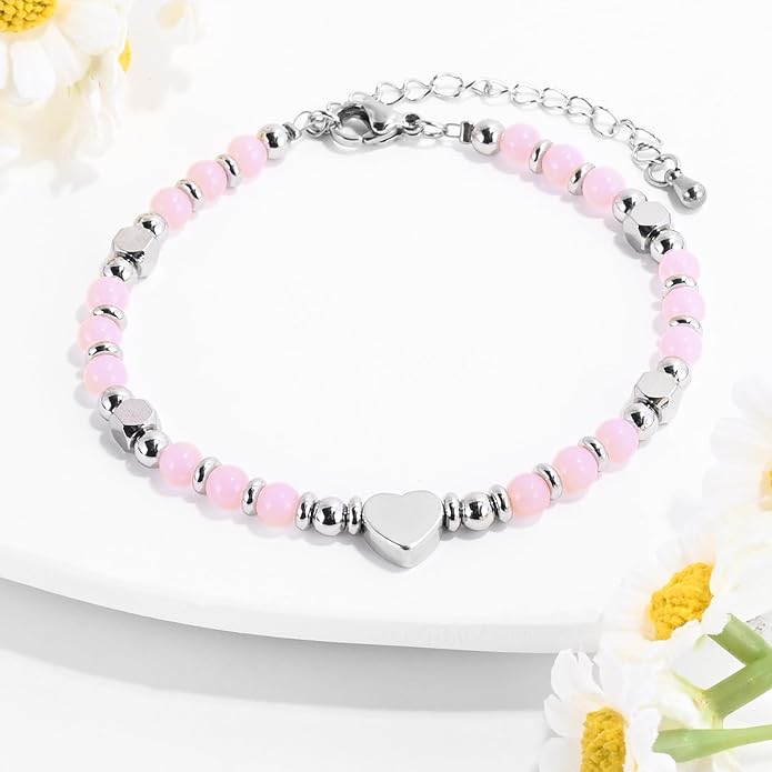 VIBILIA Cross Beaded Bracelets for Women, Inspirational Natural Heart Religious Bracelets for Women, Birthday Christian Gifts for Women on Thanksgiving Christmas Gifts