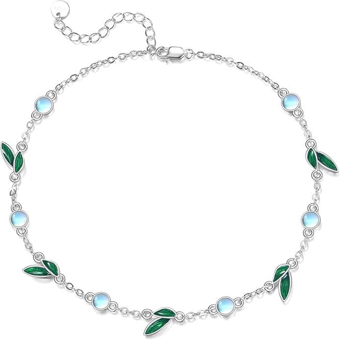 CRMAD 925 Sterling Silver Daisy/Sunflower Moonstone Anklet Daisy Flower Ankle Bracelet for Women Beach Dainty Jewelry