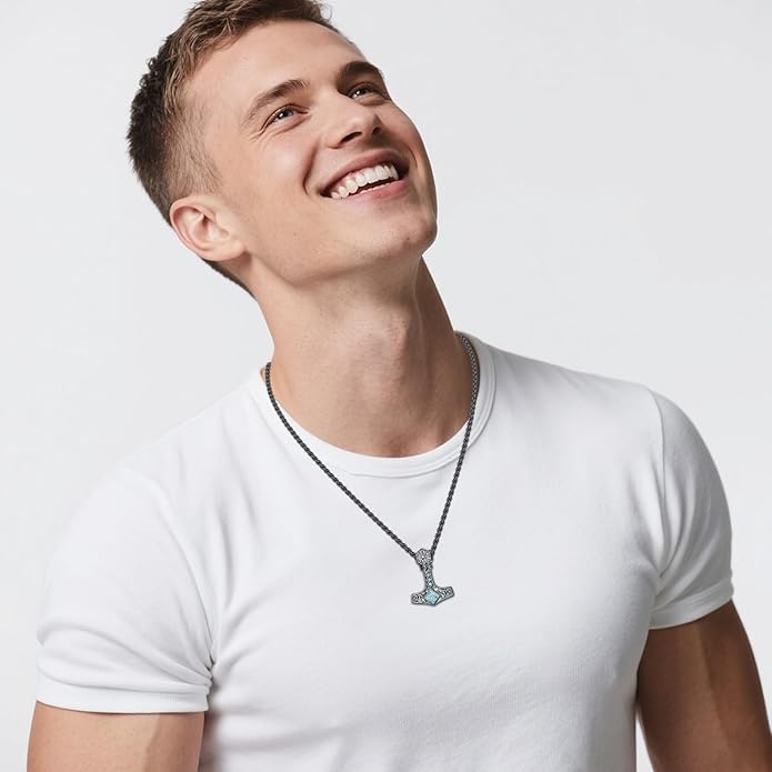 Suiknsn Arrowhead Necklace for Men Women 925 Sterling Silver Turquoise Malachite Celtic/Eye of Horus/Viking Arrow Pendant Amulet Jewelry Gifts Native American Necklace