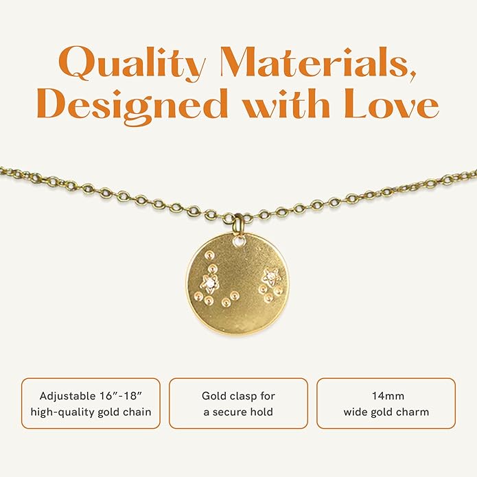 Lucky Feather Zodiac necklaces for women | Scorpio 14K Gold-Plated Astrology Pendant for Girls | Horoscope Sign Zodiac gift | Great Christmas Stocking Stuffer | Trendy Birthday Jewelry Gift | 16” - 18”