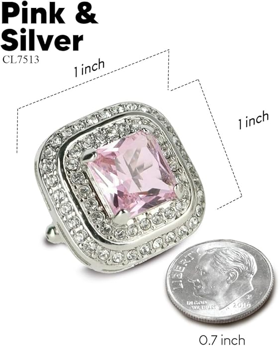 Vittorio Vico Square Colored Crystal Double Diamond Set Cufflinks