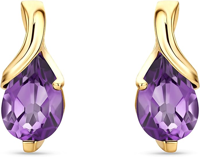 0.40Inch 14K Gold Earrings for Women in 14K White Gold/Yellow Gold 585 with Pear-Shape Rubies/Sapphires/Emeralds/Blue Topaz/Amethysts Gemstones, Handmade Jewelry for Women, Dangle Earrings