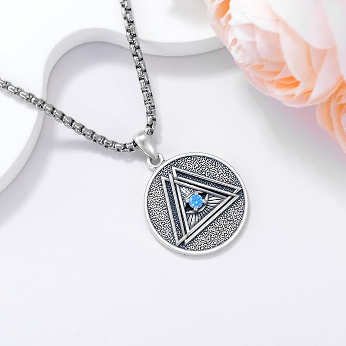 Evil Eye Necklace for Women 925 Sterling Silver, Protection Necklace with Blue Evil Eye Charm, Evil Eye/Lotus Pendant Jewelry, Birthday Christmas Gifts for Her