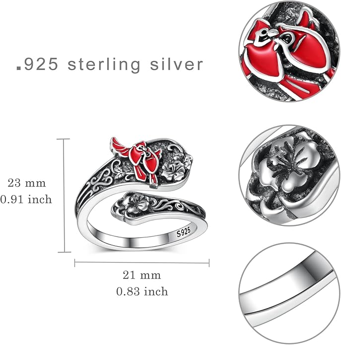 Spoon Rings for Women 925 Sterling Silver Mushroom/Phoenix/Snake/Cardinal/Octopus/Tree of Life/Sunflower/Highland Cow/Dragonfly/Dragon/Horse/Sea Turtle/Frog Rings
