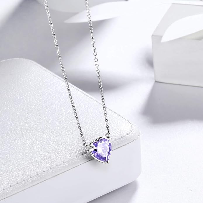 Aurora Tears 925 Sterling Silver 12 Birthstone Hearts Jewelry Women Crystal Wedding/Engagement/Bridal Heart Necklace/Earring/Ring/Bracelet Sets Jewellery
