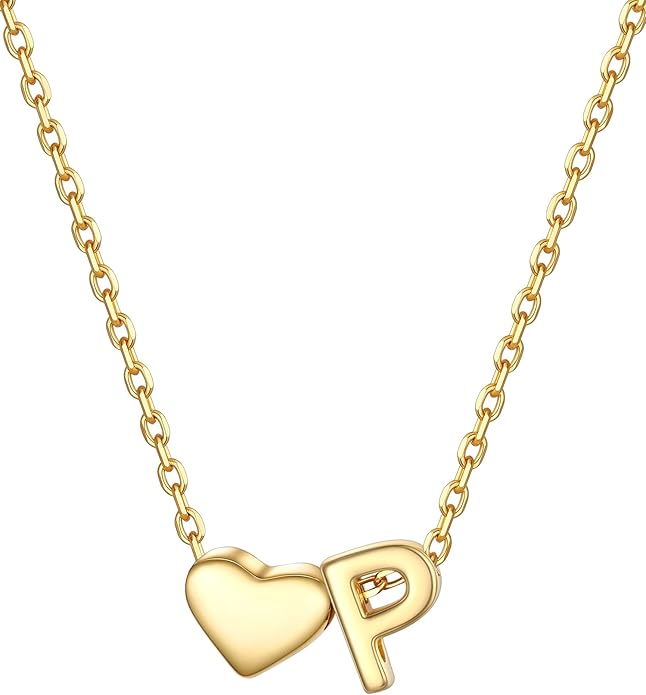 PROSILVER Initial Heart Necklace for Women, 925 Sterling Silver Tiny Heart Letter Necklace Siver, Gold Necklace, Come with Box