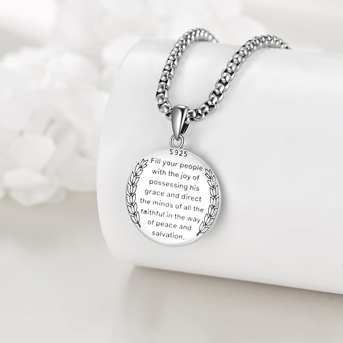 YFN Patron Saint Necklace Sterling Silver Amulet Medal Pendant Religious Protector Jewelry Gifts for Women Men