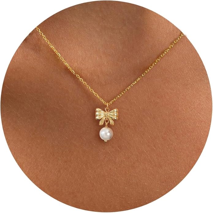 Gold Necklace for Women-14K Gold Plated Bow,Dragon,Shell, Palm Tree, Seahorse, Conch Shell,Sardines, Cowboy Boot,Bat,Bunny Pendant Beachy Jewelry for Women Gifts