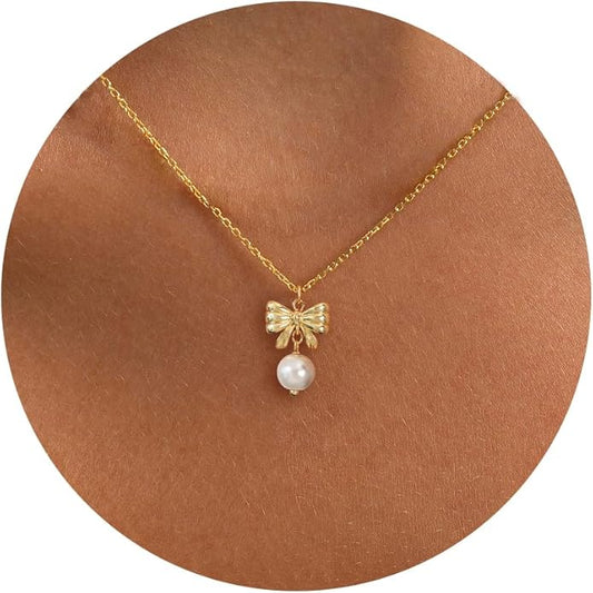 Gold Necklace for Women-14K Gold Plated Bow,Dragon,Shell, Palm Tree, Seahorse, Conch Shell,Sardines, Cowboy Boot,Bat,Bunny Pendant Beachy Jewelry for Women Gifts