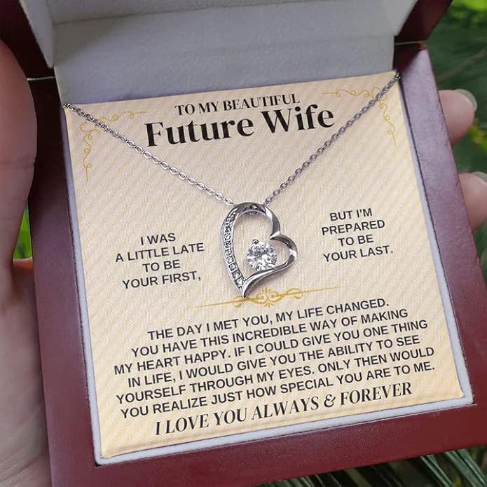 To My Future Wife Necklace - Promise Necklace For Her, Fiance Gifts For Her, Birthday Gifts For Future Wife With Message Card, To My Soulmate Necklace For Women Women Romantic Jewelry With Message Card, Gift Box