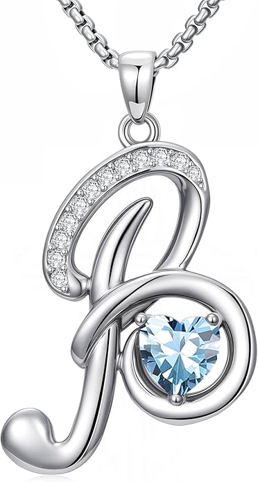 Christmas Gifts for Women Alphabet A to Z Initial Birthstone Pendant Necklaces for Women - 18k White Gold Plated Personalized Name Jewelry Valentine Mothers Day Birthday Gifts for Women Her Girlfriend