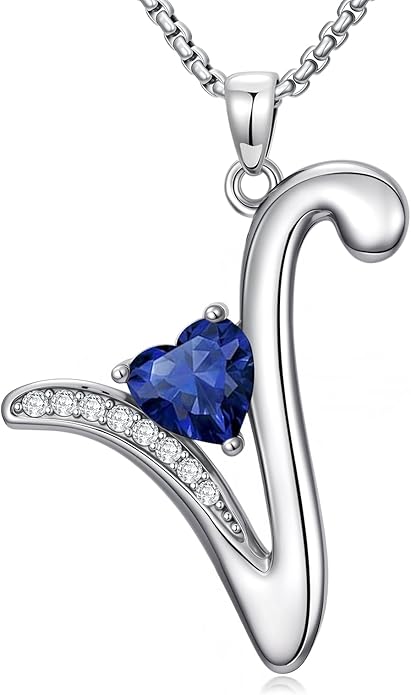 Christmas Gifts for Women Alphabet A to Z Initial Birthstone Pendant Necklaces for Women - 18k White Gold Plated Personalized Name Jewelry Valentine Mothers Day Birthday Gifts for Women Her Girlfriend