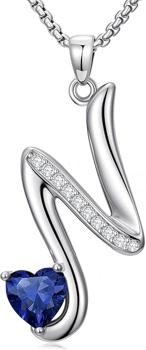 Christmas Gifts for Women Alphabet A to Z Initial Birthstone Pendant Necklaces for Women - 18k White Gold Plated Personalized Name Jewelry Valentine Mothers Day Birthday Gifts for Women Her Girlfriend