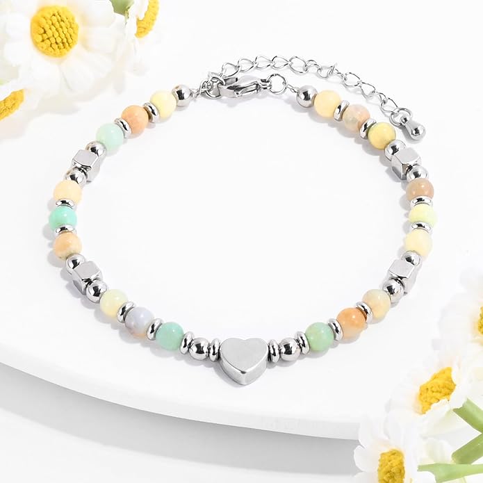 VIBILIA Cross Beaded Bracelets for Women, Inspirational Natural Heart Religious Bracelets for Women, Birthday Christian Gifts for Women on Thanksgiving Christmas Gifts