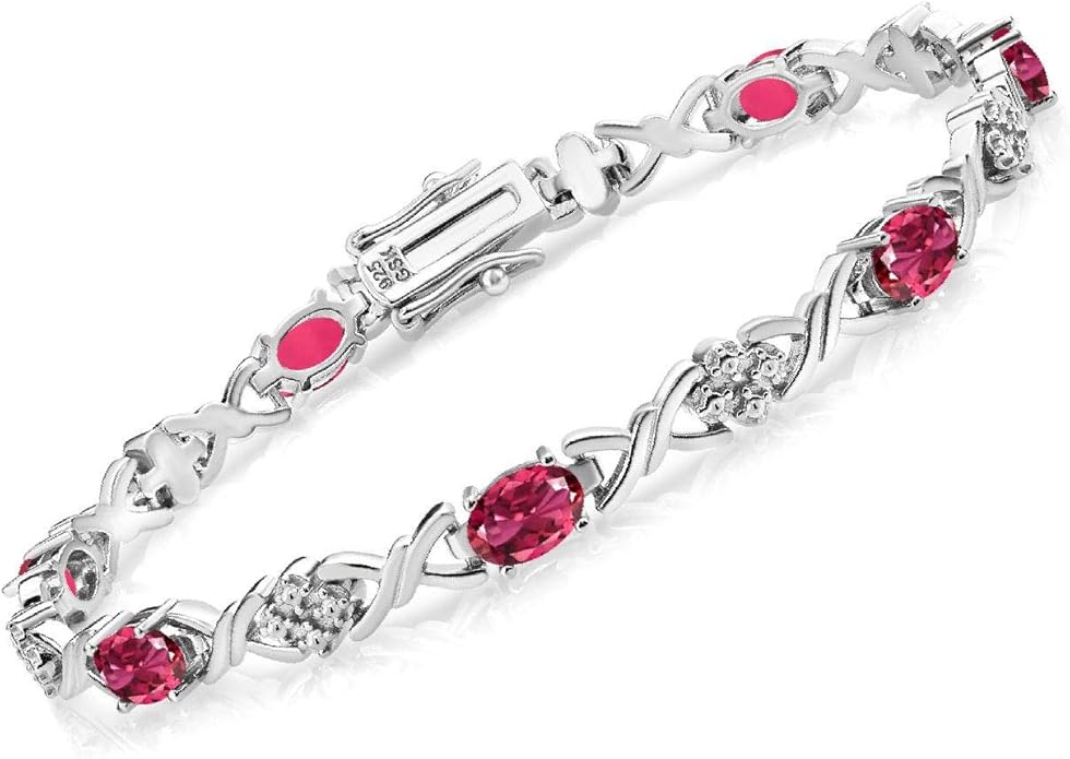 Gem Stone King 2-4 Cttw Infinity Link Gemstone Birthstone Tennis Bracelet for Women | 925 Sterling Silver | Oval 6X4MM | 7 Inch with Secure Clasp | Fine Jewelry for Her Mom Wife Anniversary