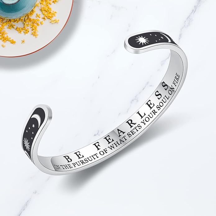 TONY & SANDY Inspirational Bracelets for Women Teen Girls Personalized Gifts for Daughter Granddaughter Mom Sister Friends Stainless Steel Engraved Cuff Birthday Easter Christmas