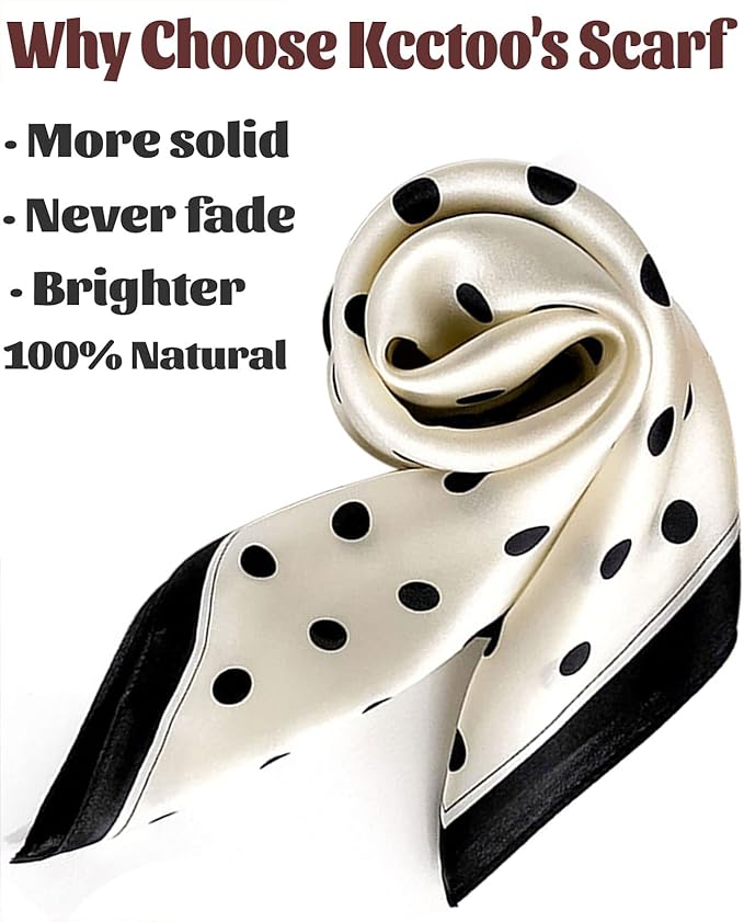 kcctoo 59" Mulberry Silk Like Head Scarf Women's Fashion Square Neck Satin Scarfs for Bag Hair Scarves Gift 59 * 5.9”