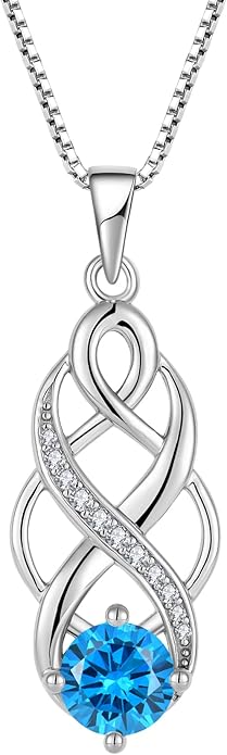 Infinity Celtic Knot Necklace 925 Sterling Silver Irish Pendant Birthstone Jewelry for Women