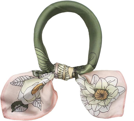 ANDANTINO 100% Mulberry Silk Scarf -21” Lightweight Square Neckerchief – Breathable Digital Printed Scarves with Gift Packed