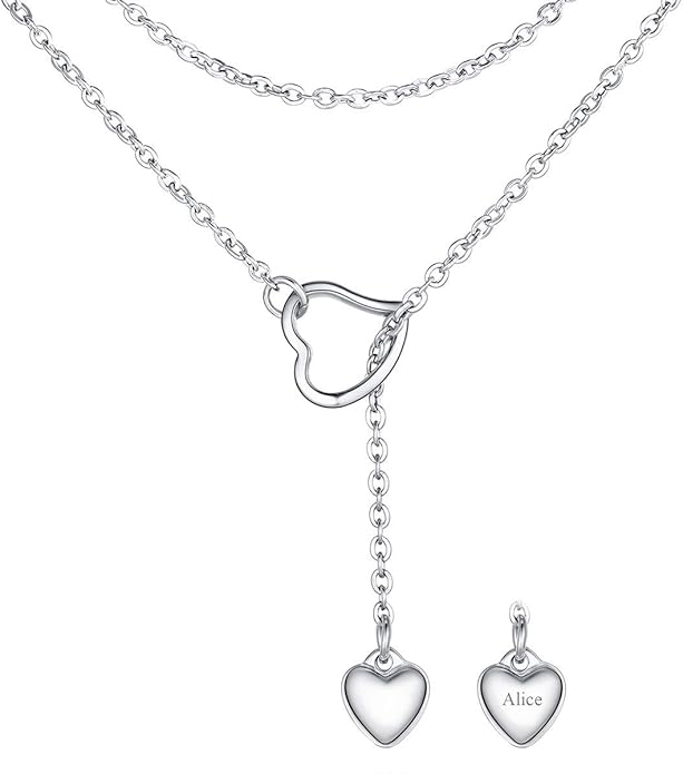 FOCALOOK Lariat Y-Necklaces | Long Necklaces for Women | Long Black Necklaces | Gold Necklaces for Women | Drop Heart Necklaces for Women | Front Adjustable Long Chain Necklace