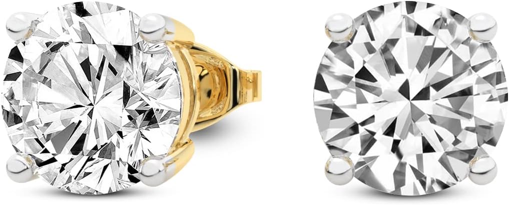 Tanache Round 0.50-6 Carat Lab Grown Diamond Earrings for Women | 14K Gold Or Platinum EF-VS Clarity IGI Certified | 4 Prong Push Back Studs | Ultra Premium Collection or Bridal Jewelry Gift