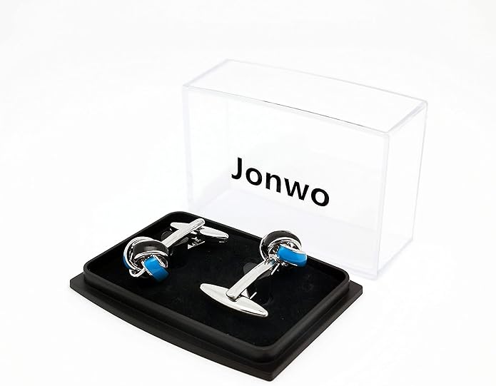 Jonwo Knot Cufflinks in Gift Box Cuff Links for Men Lady Daily Wear Business Wedding Party Tuxedo Shirt Birthday Gift