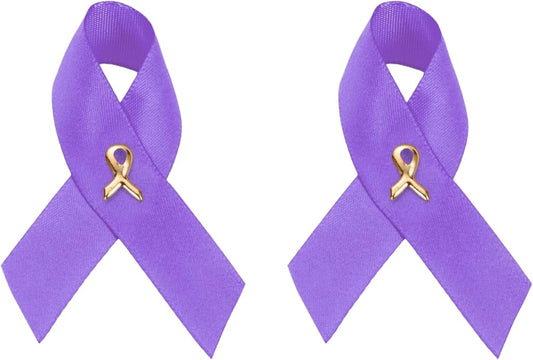 1/2/5/10/25/50/100pcs Satin Awareness Ribbon Pins (Pick your color), for Cancer & Disease Awareness, Bulk Quantities for Fundraising, Events, Gift Giving