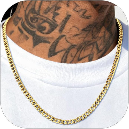 PROSTEEL Miami Cuban Link Chain for Men, 18K Gold/Black/Stainless Steel Necklace,6mm/9mm/12mm Width, Upgrade Clasp & Durable Chain for Mens Womens Jewelry,18"-30",with Gift Box