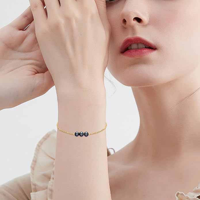 KECHO 14K Real Gold Freshwater Cultured Pearl Bracelet 14K Solid Gold Jewelry Anniversary Birthday Gift for Women
