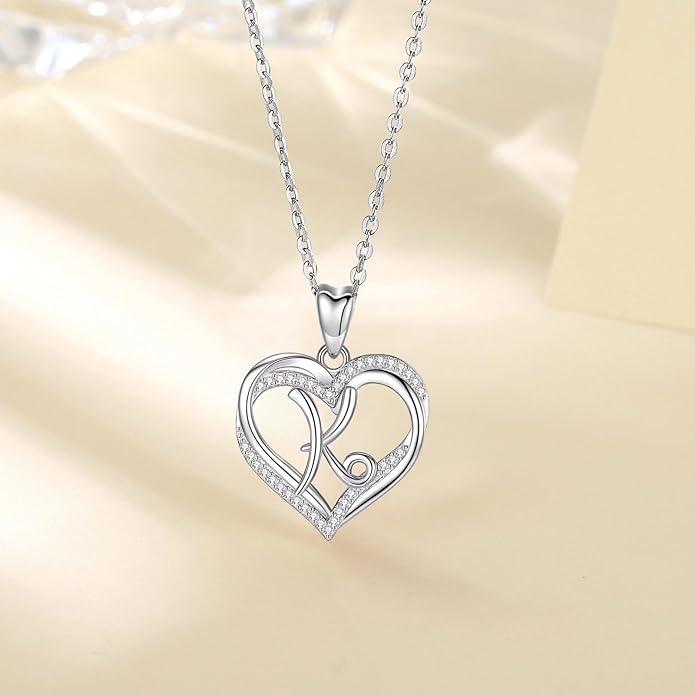 INFUSEU Unique Initial Necklaces for Women Girls Small Heart Letter Jewelry, Meaningful Personalized Gifts