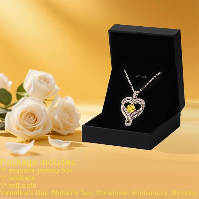 Birthstone Heart Necklaces for Women, Infinity Pendent S925 Sterling Silver Jewelry for Women, Wedding Anniversary, Birthday Mother’s Day Gifts for Mom, Mother, Wife, Girlfriend